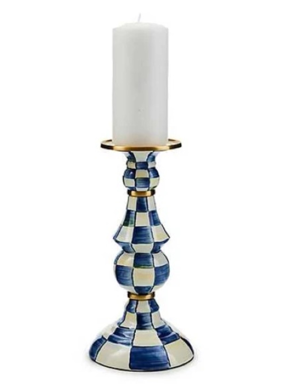 DISCONTINUED MacKenzie-Childs Royal Check Large Pillar Candlestick